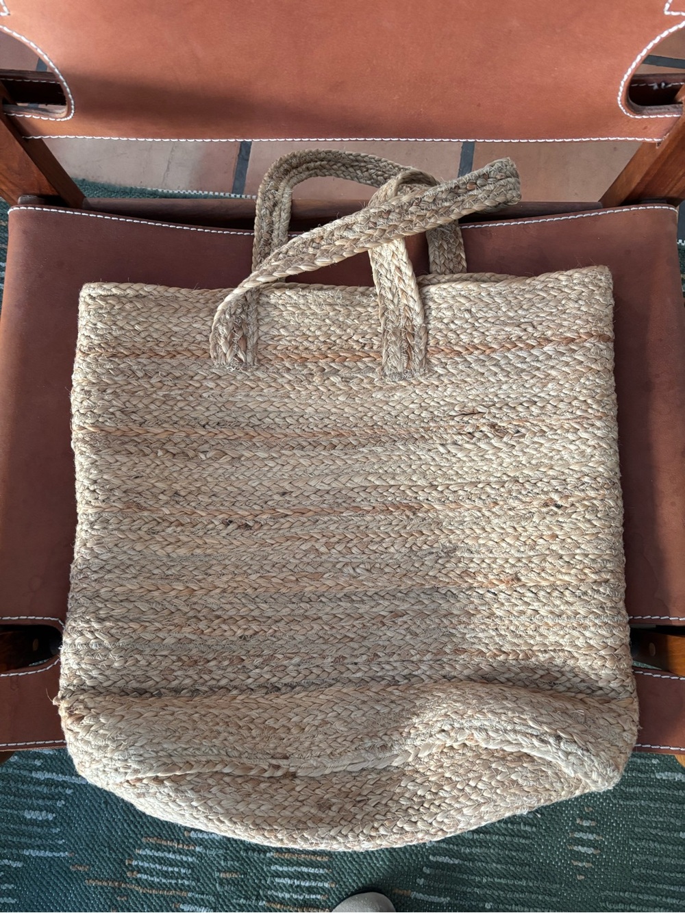 Handmade and Unique Jute Bohemian large tote with mirror and beaded details - Picture 4 of 5